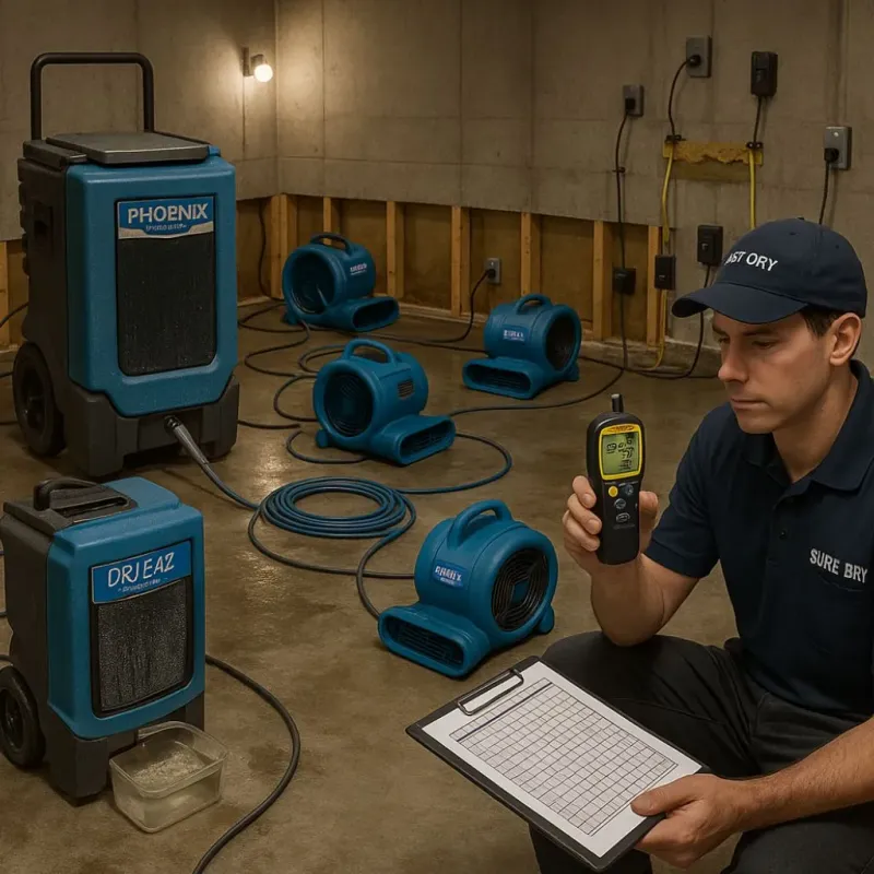 Structural Drying and Dehumidification process in Biscoe, NC